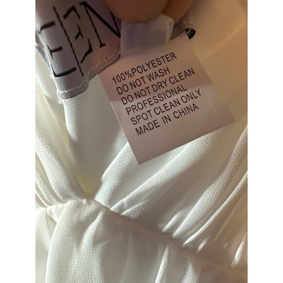 Ieena Mac Duggal Womens White Sleeveless Ruffled Mini Dress Size 10 Polyester - Picture 6 of 6